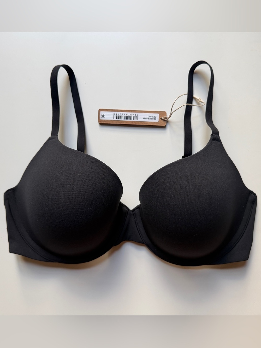SKIMS Fits Everybody T-Shirt Demi Bra Onyx Black 34D Underwire BR-UWR-2294 NWT